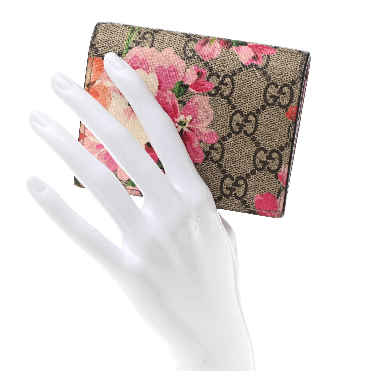 Gucci GG Supreme Monogram Blooms Card Case Beige Multicolor Dry Rose 2 of 11
