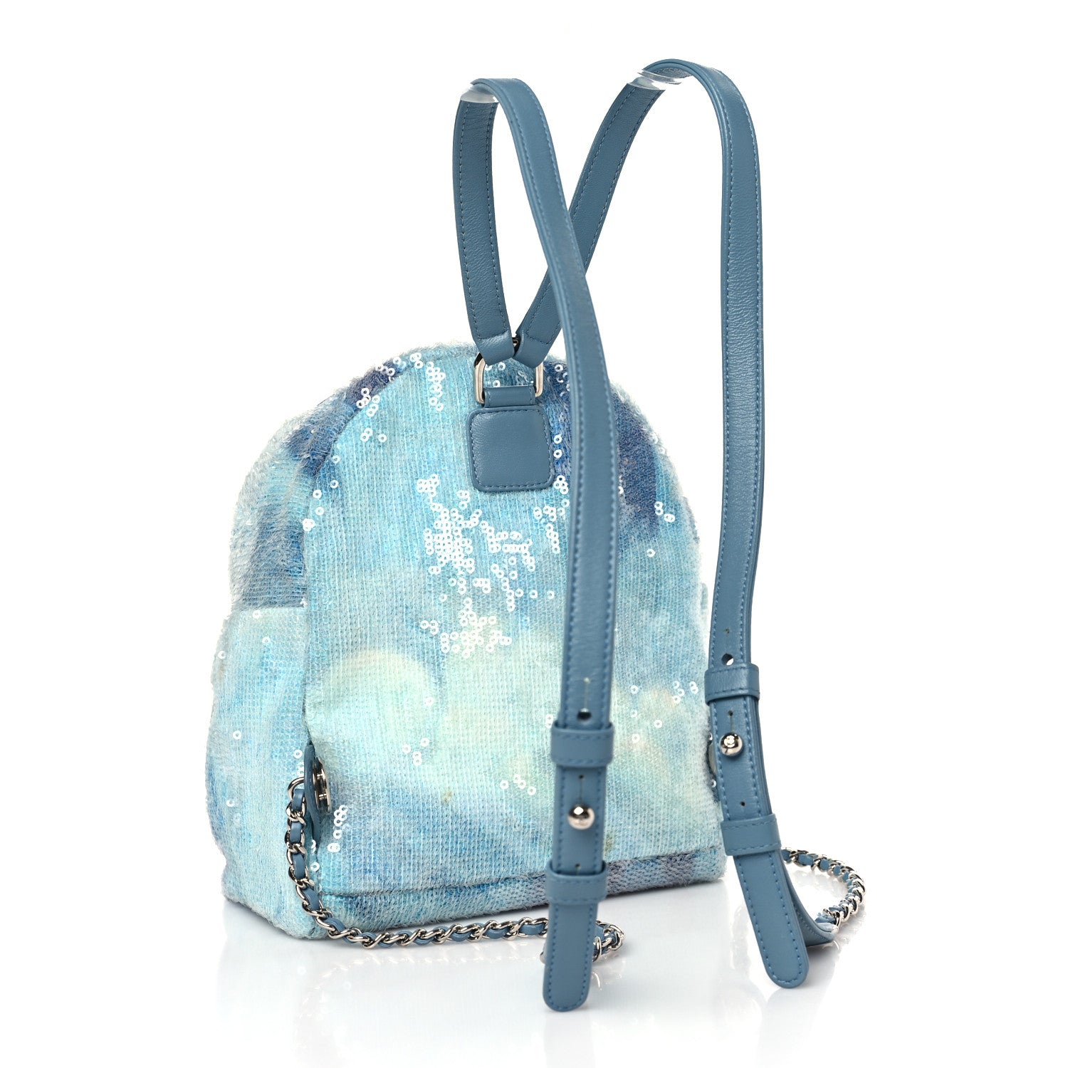 Chanel Sequin Tri-color Waterfall Backpack Light Blue 3 of 11