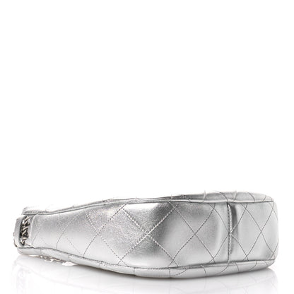 Chanel Metallic Lambskin Chain Rows Quilted Chain Hobo Silver 4 of 11