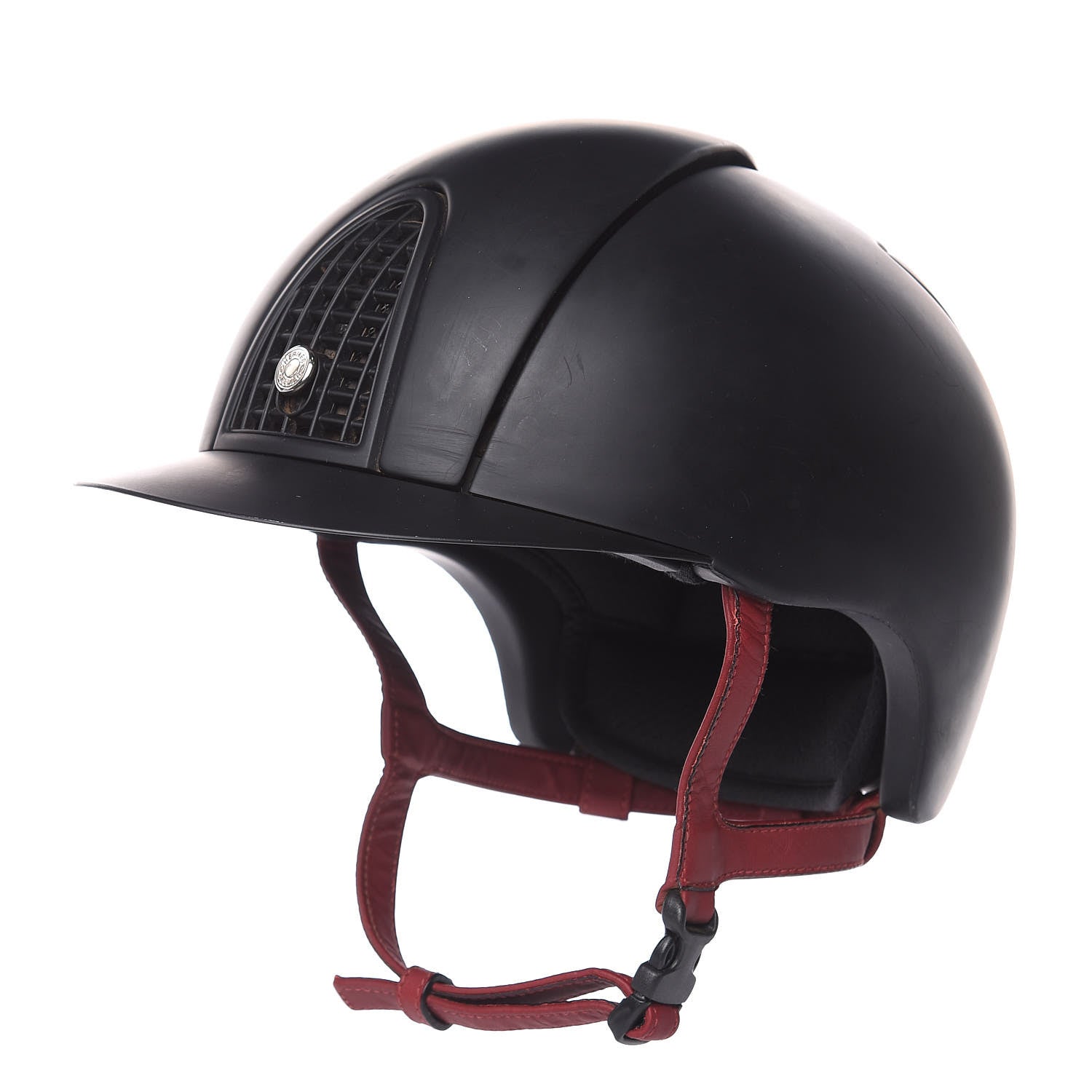 Hermes Polycarbonate Zermatt Calfskin Eole Equestrian Riding Helmet 55 Black Rouge H 1 of 11