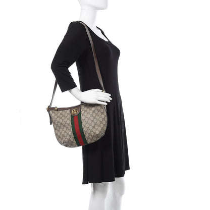 Gucci GG Supreme Monogram Web Small Ophidia Half Moon Hobo Brown 2 of 11