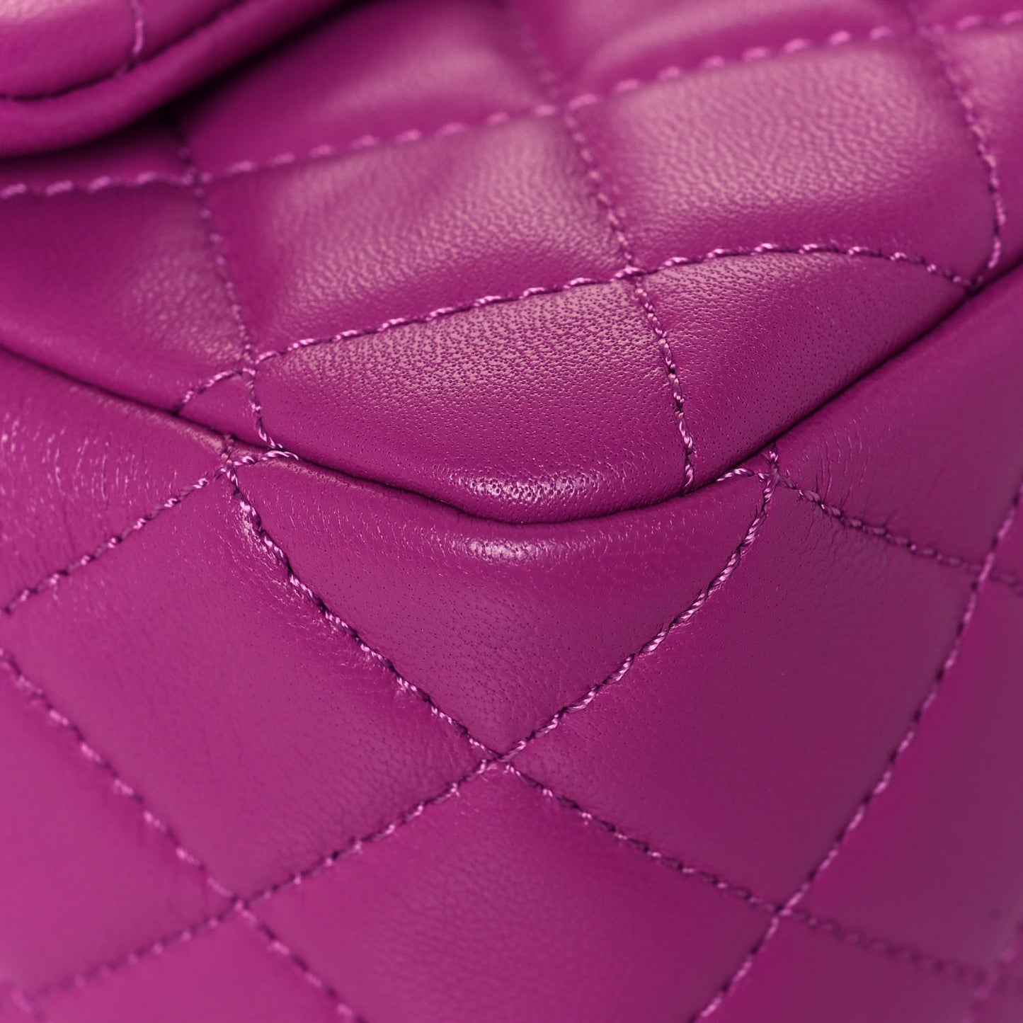 Lambskin Quilted Mini Pearl Crush Flap Purple