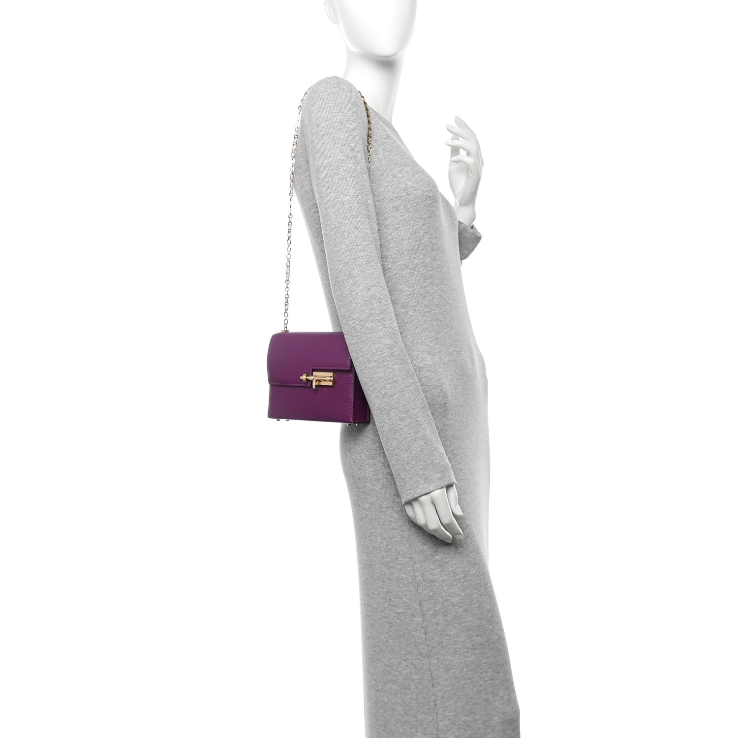 Hermes Chevre Mysore Mini Verrou Chaine Bag Anemone 2 of 11