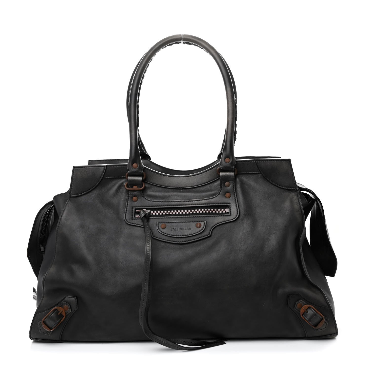 Balenciaga Used Calfskin Rust Hardware Large Top Handle Bag Black 1 of 14