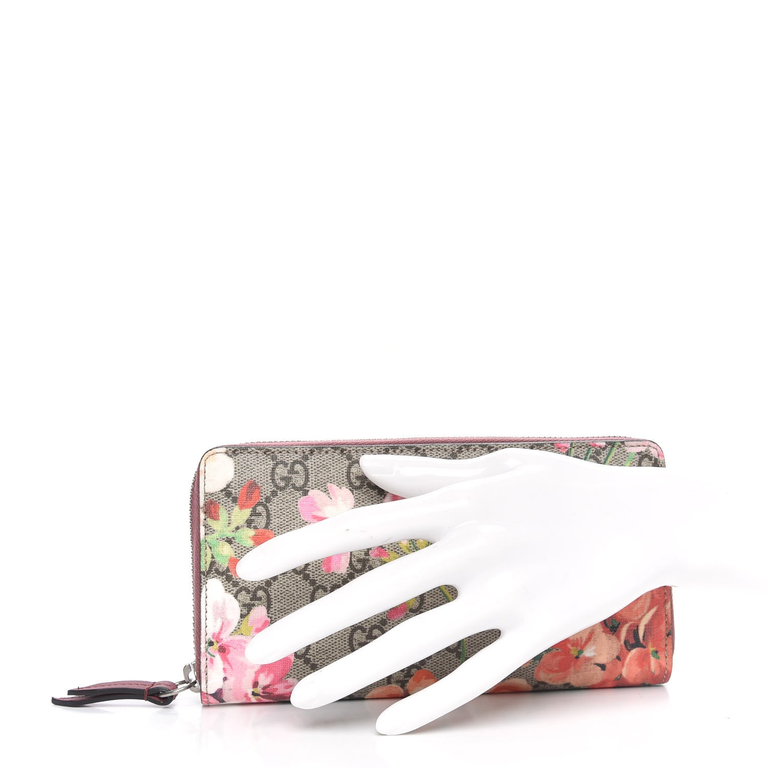 Gucci GG Supreme Monogram Blooms Zip Around Wallet Beige Multicolor Dry Rose 2 of 9