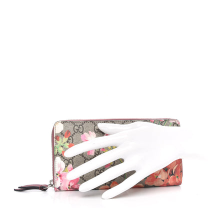 Gucci GG Supreme Monogram Blooms Zip Around Wallet Beige Multicolor Dry Rose 2 of 9