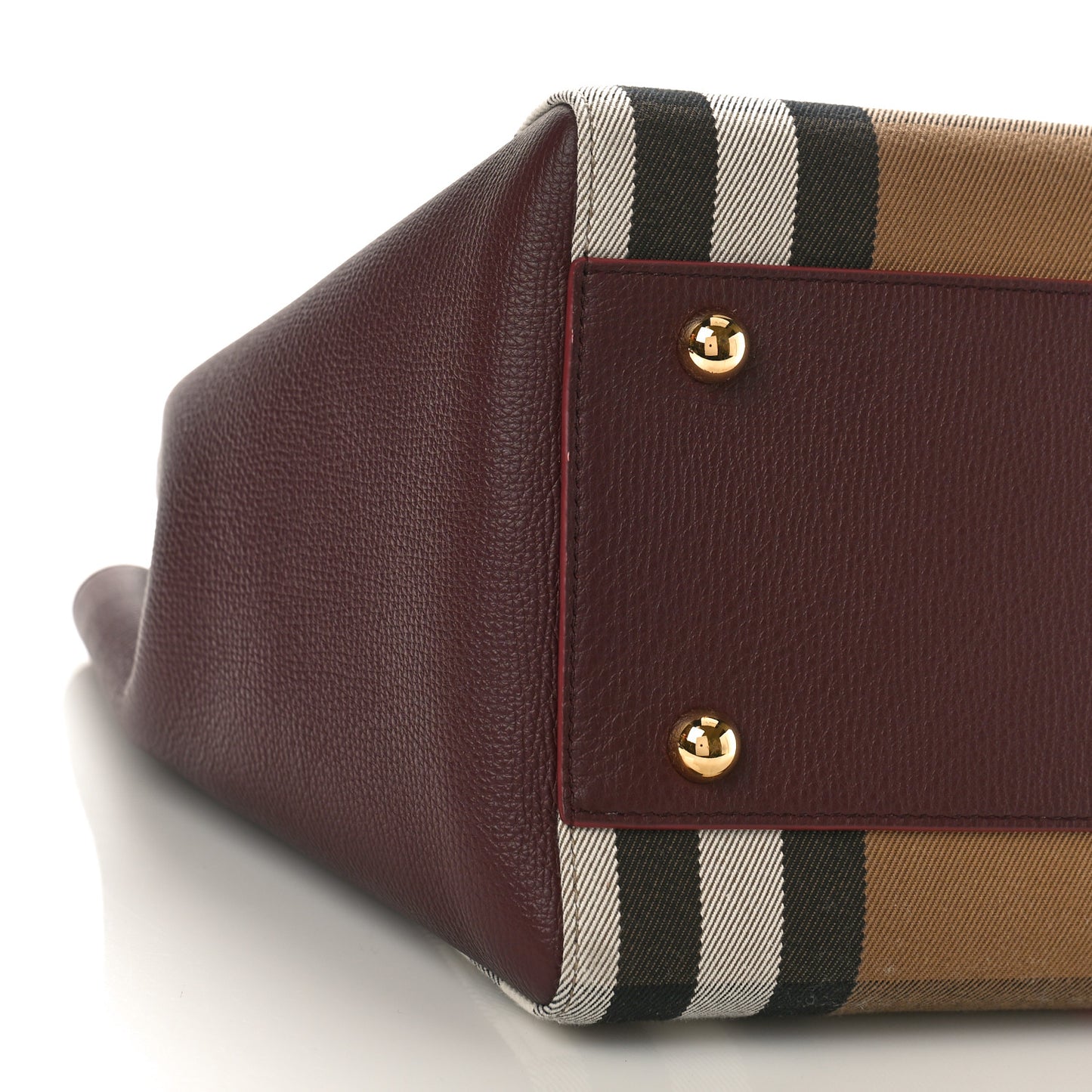 House Check Grainy Calfskin Small Canterbury Tote Mahogany Red