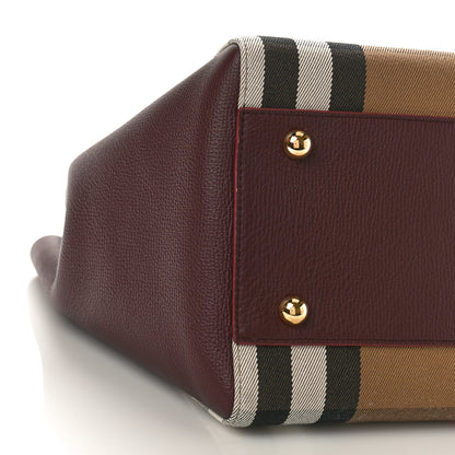 Burberry House Check Grainy Calfskin Small Canterbury Tote Mahogany Red 7 of 8