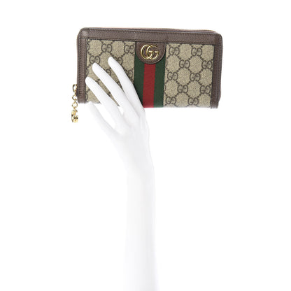 Gucci GG Supreme Monogram Web Ophidia Zip Around Wallet Brown 2 of 7