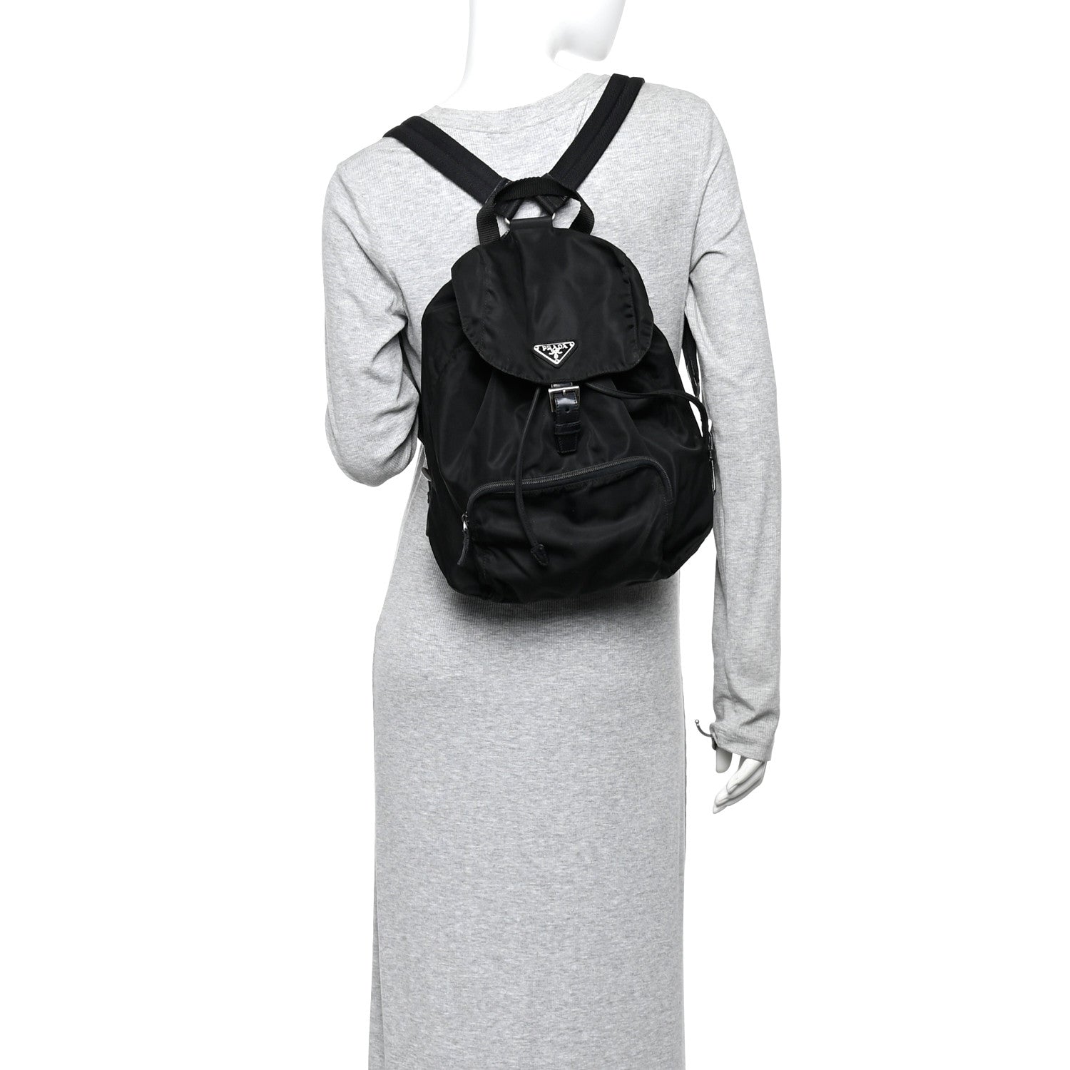 Prada Tessuto Nylon Vela Cinch Backpack Black 2 of 9