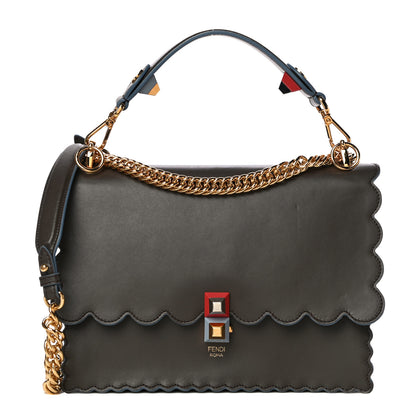 Fendi Vitello Liberty Scalloped Studded Kan I Shoulder Bag Carbone 1 of 10