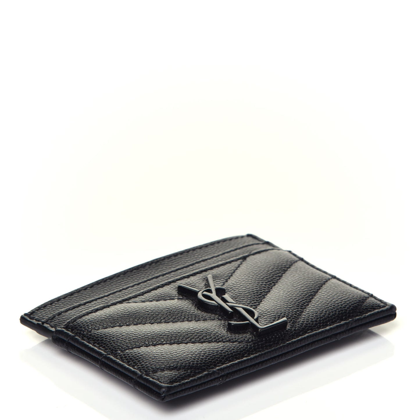 Grain De Poudre Matelasse Chevron Monogram Credit Card Case Black