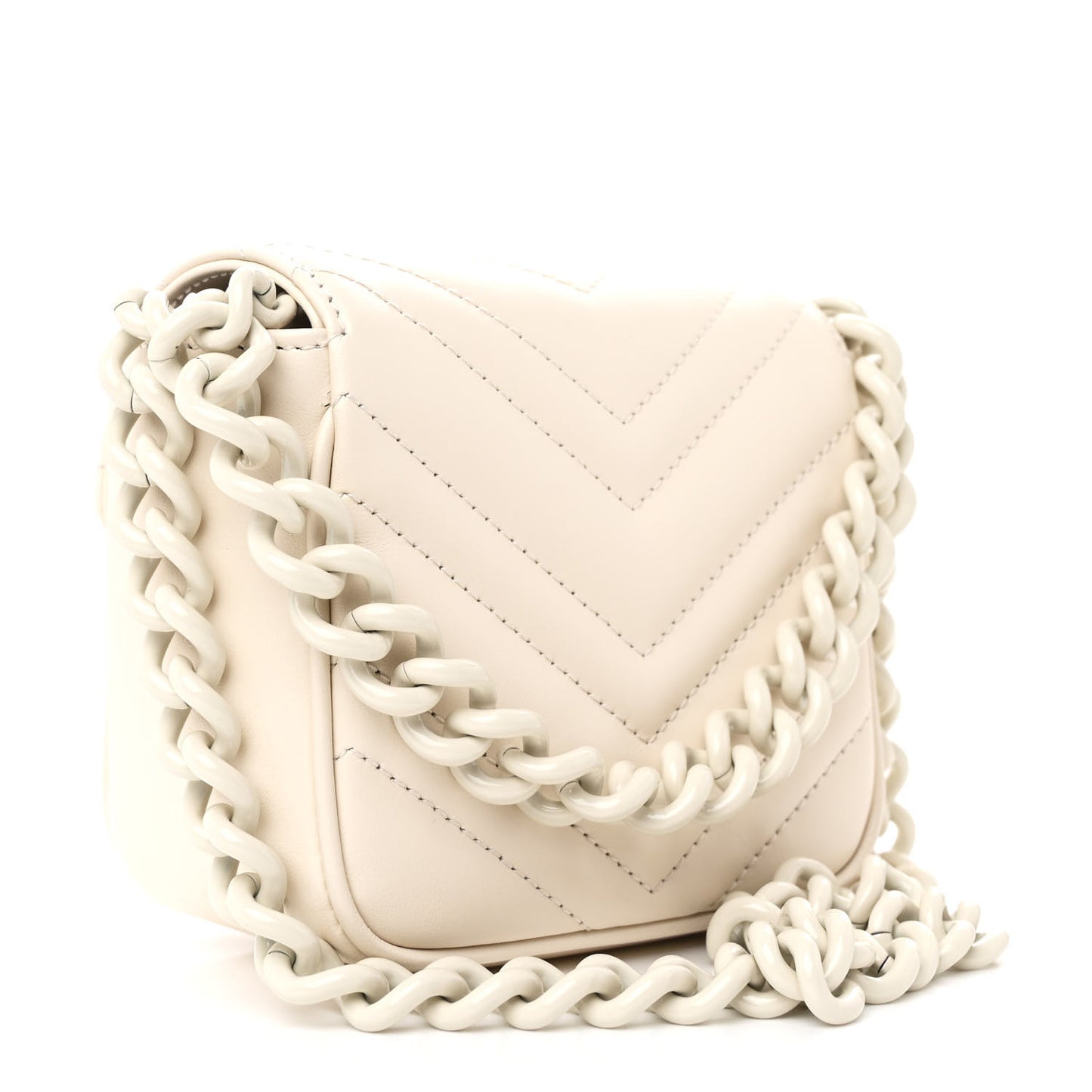 Calfskin Matelasse Monochrome GG Marmont Chain Belt Bag 95 Mystic White