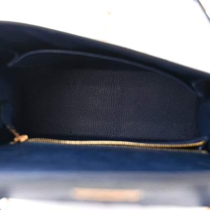 Hermes Ostrich Kelly Sellier 25 Bleu Iris 5 of 10