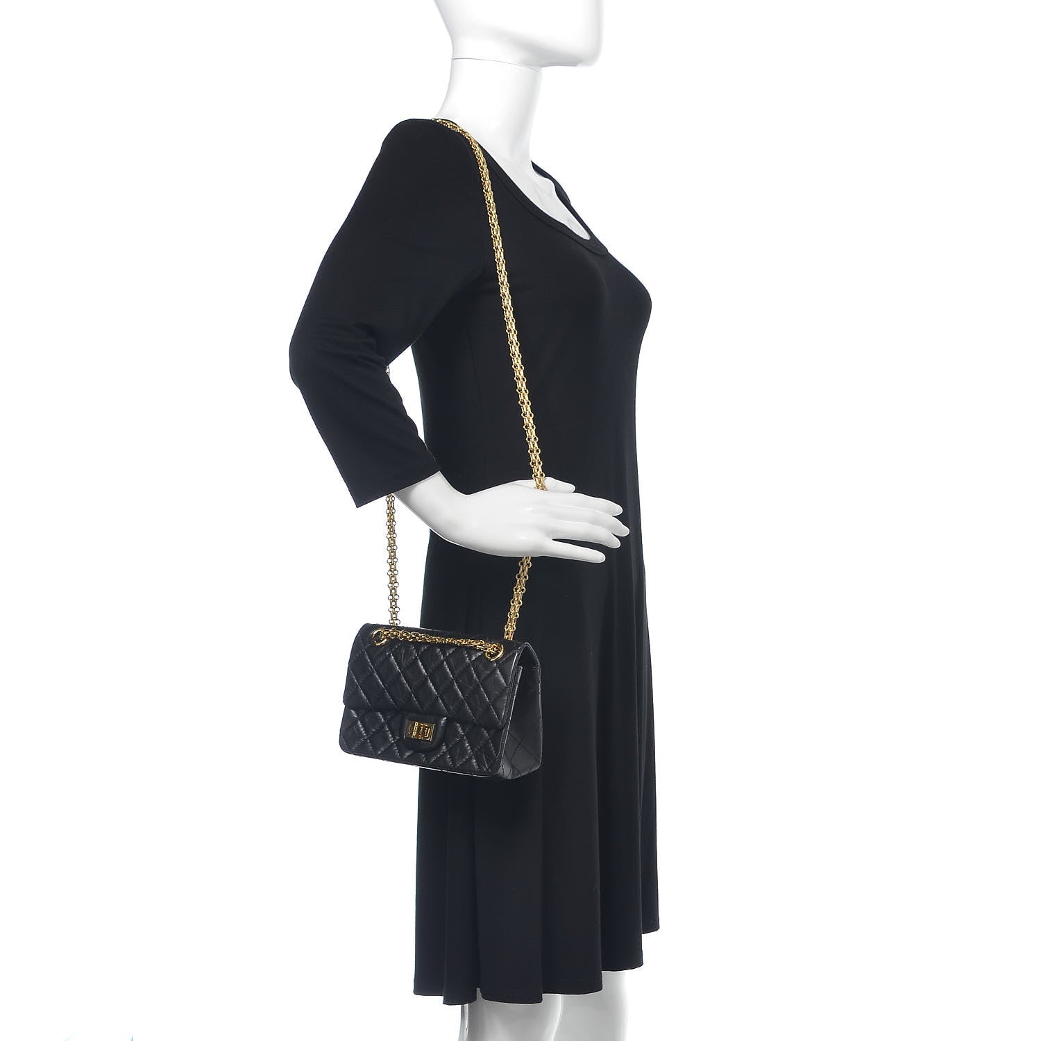 Chanel Aged Calfskin Quilted 2.55 Reissue Mini Flap Black 2 of 10