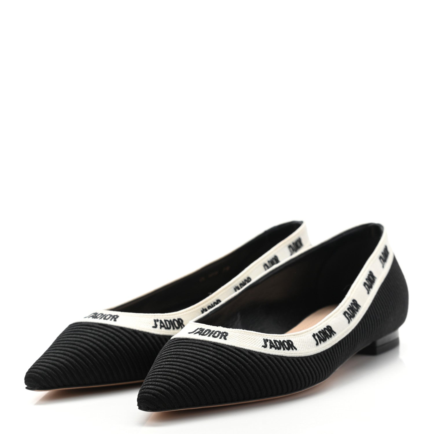 Christian Dior Fabric Ribbon Embroidered J'Adior Ballet Flats 39 Black 3 of 8