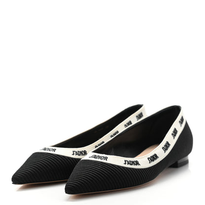 Christian Dior Fabric Ribbon Embroidered J'Adior Ballet Flats 39 Black 3 of 8