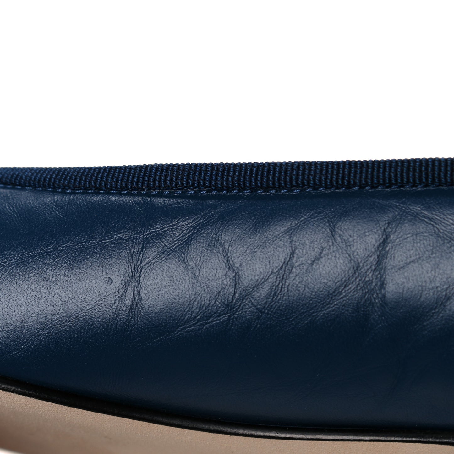 Lambskin CC Cap Toe Ballerina Flats 39 Navy Blue