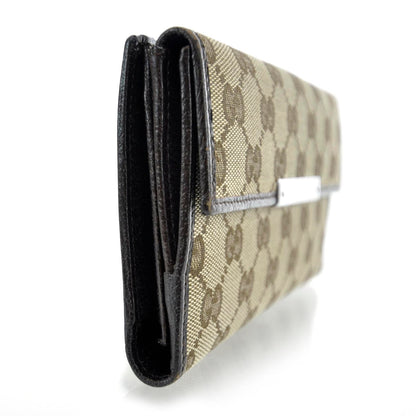 Gucci Monogram Metal Bar Continental Flap Wallet Beige Ebony Dark Brown 3 of 11
