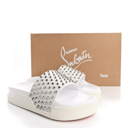 Christian Louboutin Calfskin Donna Studded Pool Fun Platform Flat Slide Sandals 41 White 11 of 11