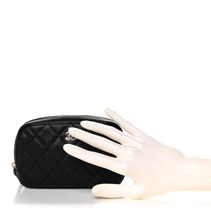 Chanel Caviar Quilted Small Curvy Pouch Cosmetic Case Black 2 of 11