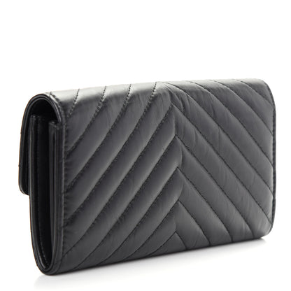 Chanel Aged Calfskin Chevron Quilted 2.55 Reissue Flap Wallet So Black 3 of 9