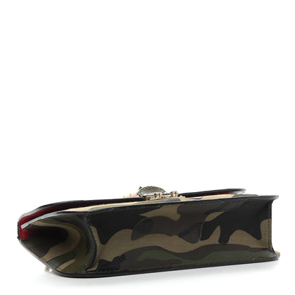 Valentino Garavani Nappa Canvas Camouflage Medium Glam Lock Rockstud Flap Verde 4 of 10