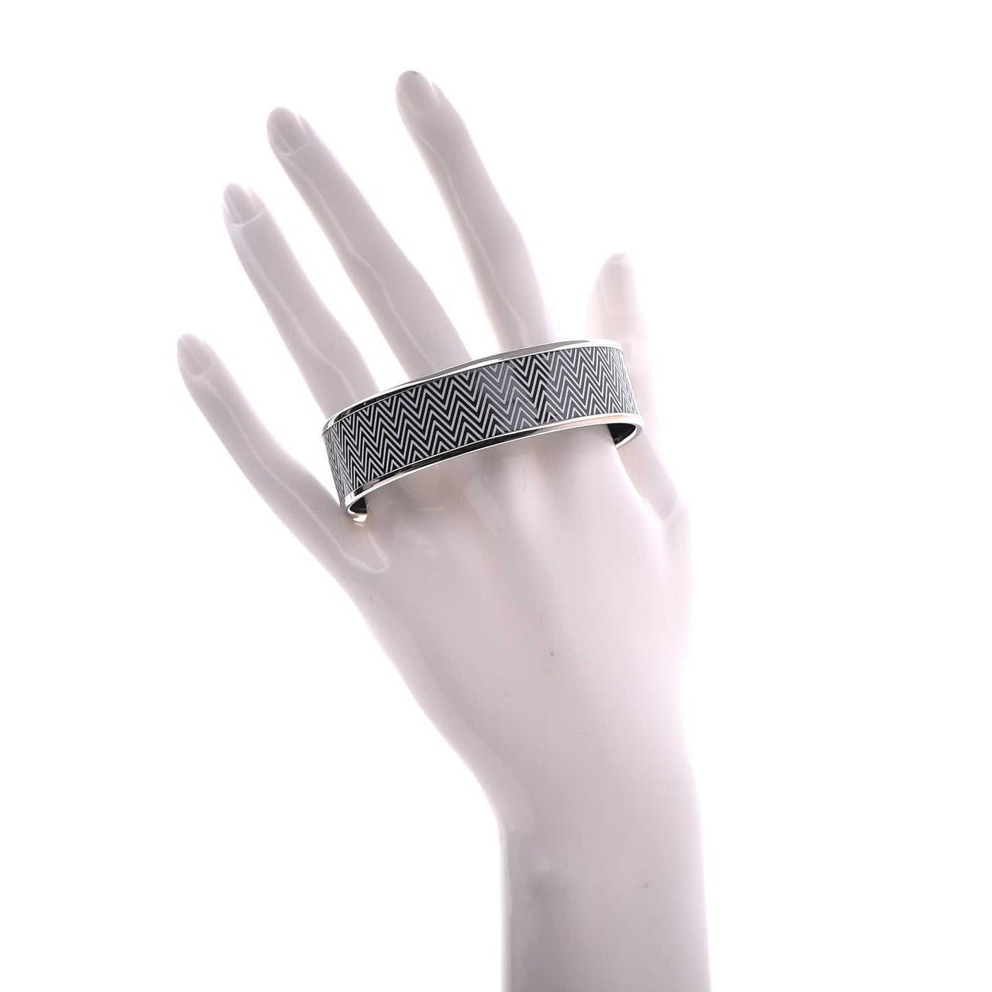 Enamel Printed Chevron Wide Bracelet 65 Black