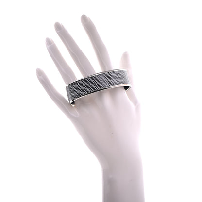 Hermes Enamel Printed Chevron Wide Bracelet 65 Black 2 of 7
