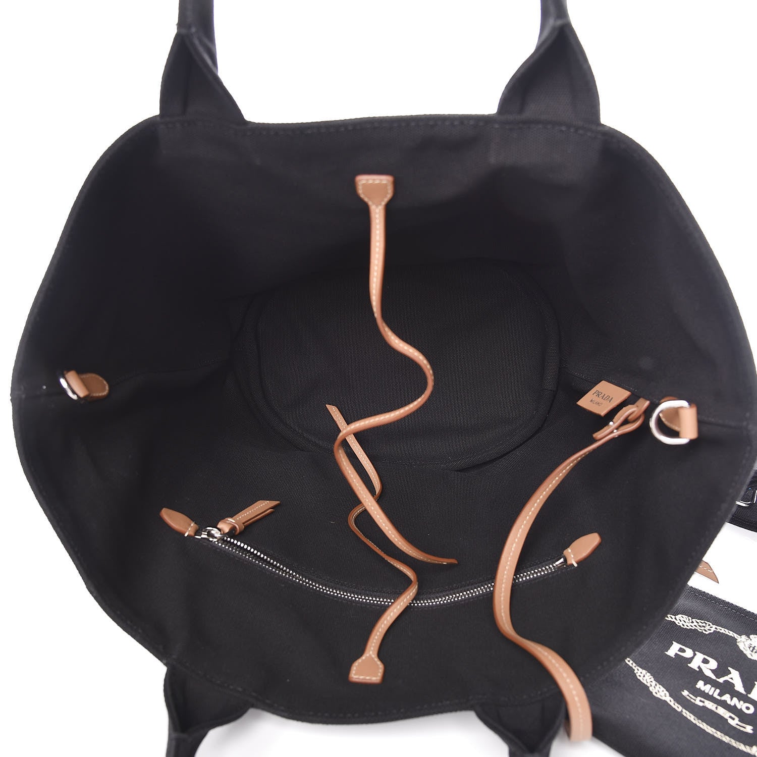 Prada Canapa Small Shopping Tote Black 6 of 10