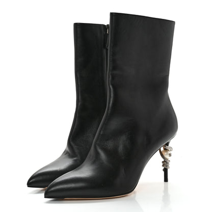 Chanel Lambskin Pearl Snake Ankle Boots 39 Black 3 of 11