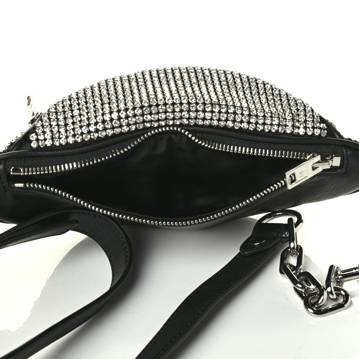 Rhinestone Mesh Mini Attica Belt Bag Black