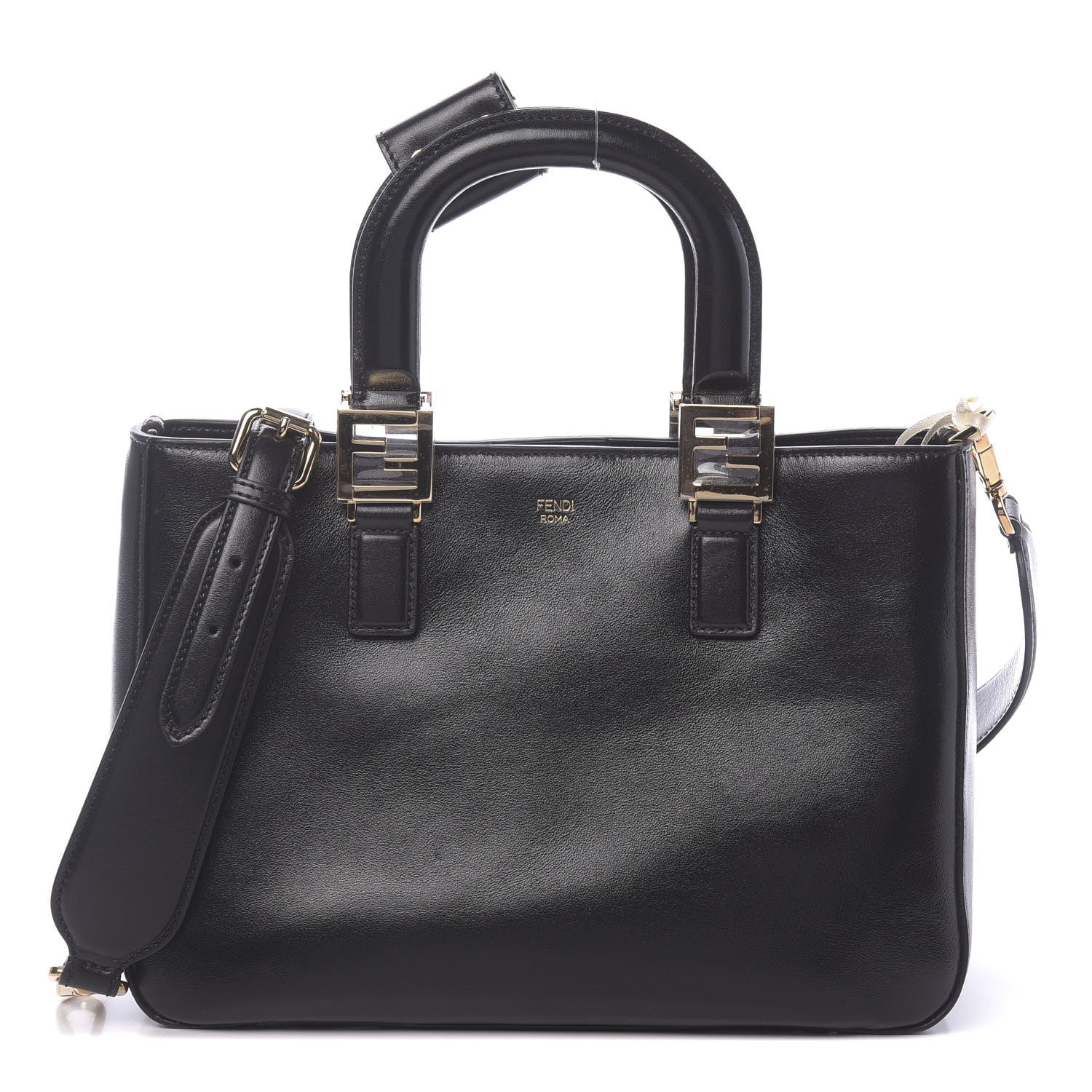 Fendi Vitello Glacier Small FF Tote Black 1 of 10