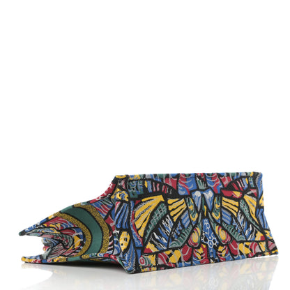 Christian Dior Canvas Embroidered Butterfly Book Tote Black Multicolor 4 of 12