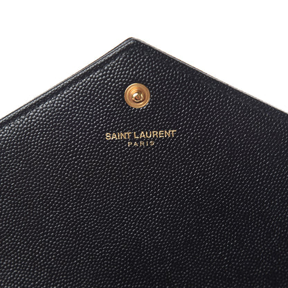 Saint Laurent Grain De Poudre Matelasse Chevron Monogram Chain Wallet Black 6 of 11