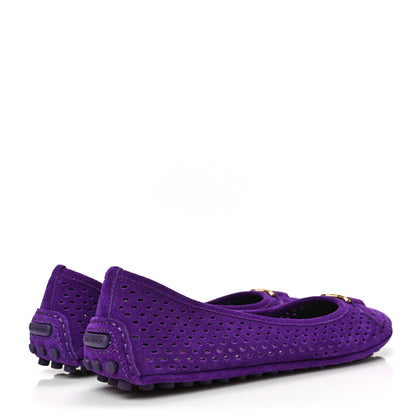 Louis Vuitton Suede Perforated Oxford Ballerina Flats 39 Violet 4 of 8