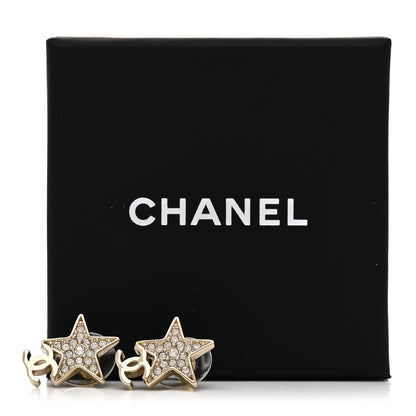 Chanel Metal Crystal CC Star Drop Earrings Gold 5 of 5