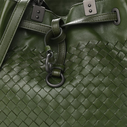 Bottega Veneta Nappa Intrecciato Drawstring Bucket Bag Moss 8 of 10