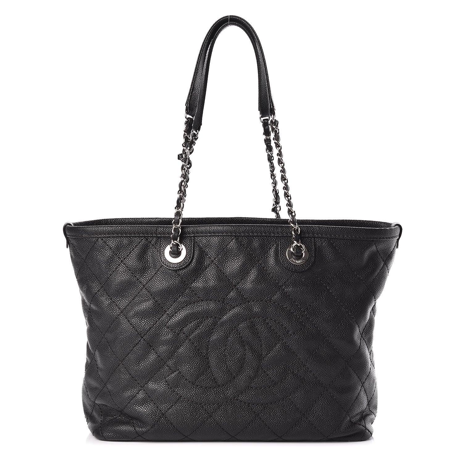 Chanel Grained Calfskin Quilted Small Daily Shopping Tote Black 1 of 14