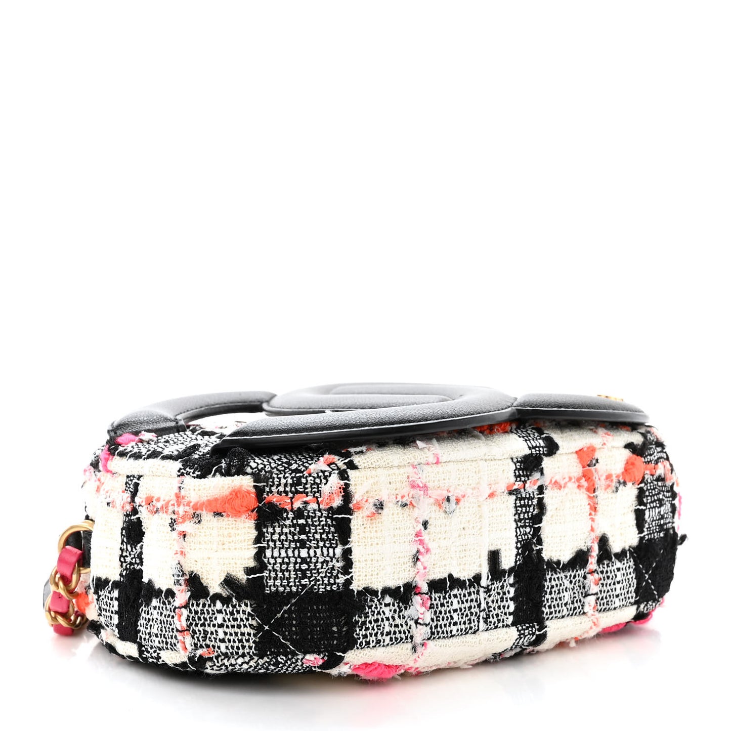 Tweed Lambskin Quilted Coco Midnight Camera Case White Black Multicolor