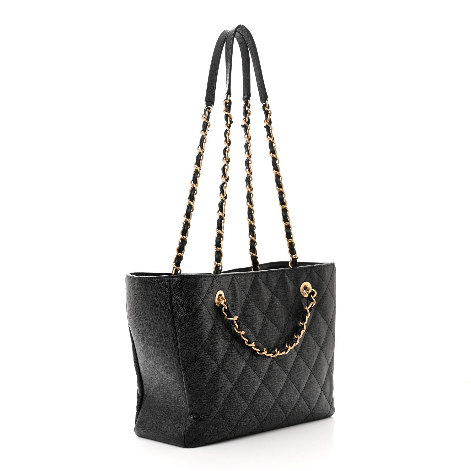 Chanel Caviar Quilted Small Shopping Tote Black 3 of 11