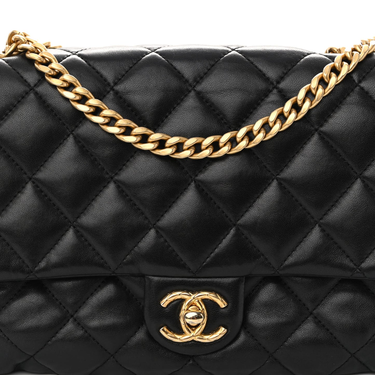 Lambskin Quilted Medium Pillow Crush Flap Bag Black