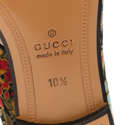Gucci Jacquard Horsebit Artichoke Flower Mens Jordaan Loafers 10.5 Black Multicolor 7 of 9