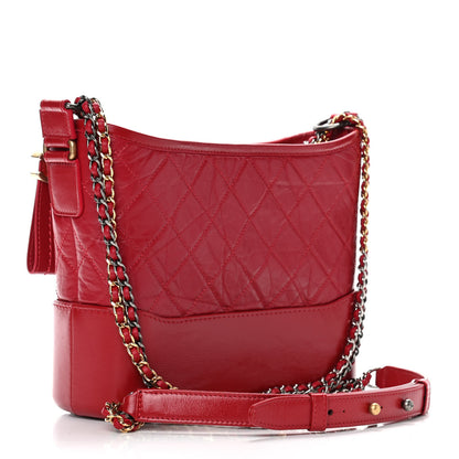 Chanel Aged Calfskin Quilted Medium Gabrielle Hobo Red 3 of 11