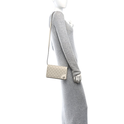 Gucci GG Emblem Monogram Wallet With Strap Beige White 2 of 10