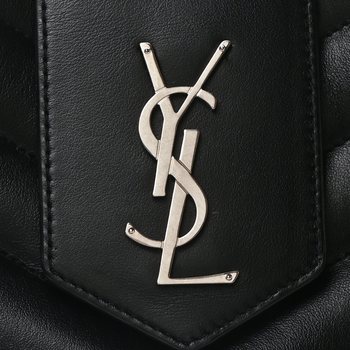 Calfskin Y Quilted Monogram Large Loulou Shopper Black