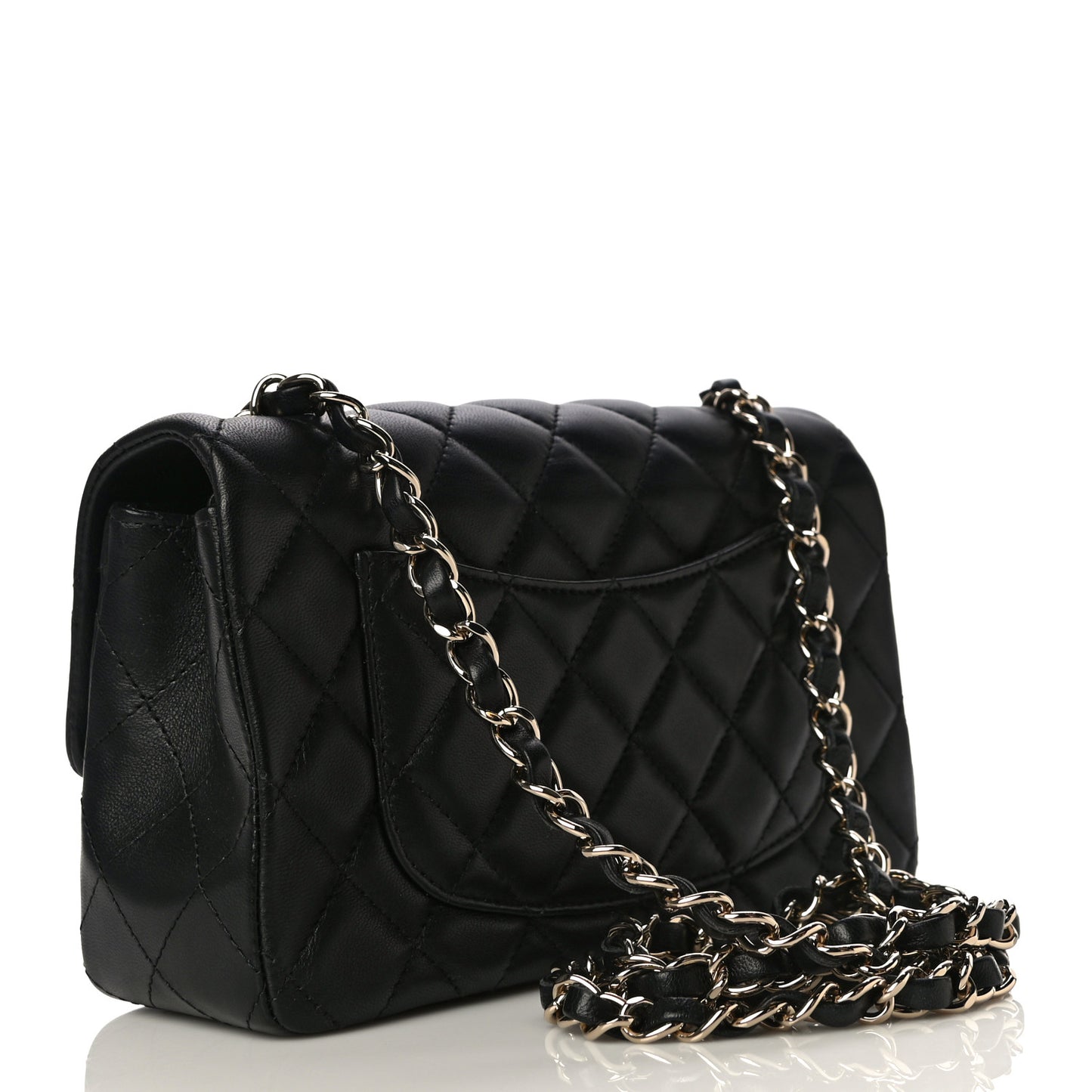 Lambskin Quilted Mini Rectangular Flap Black