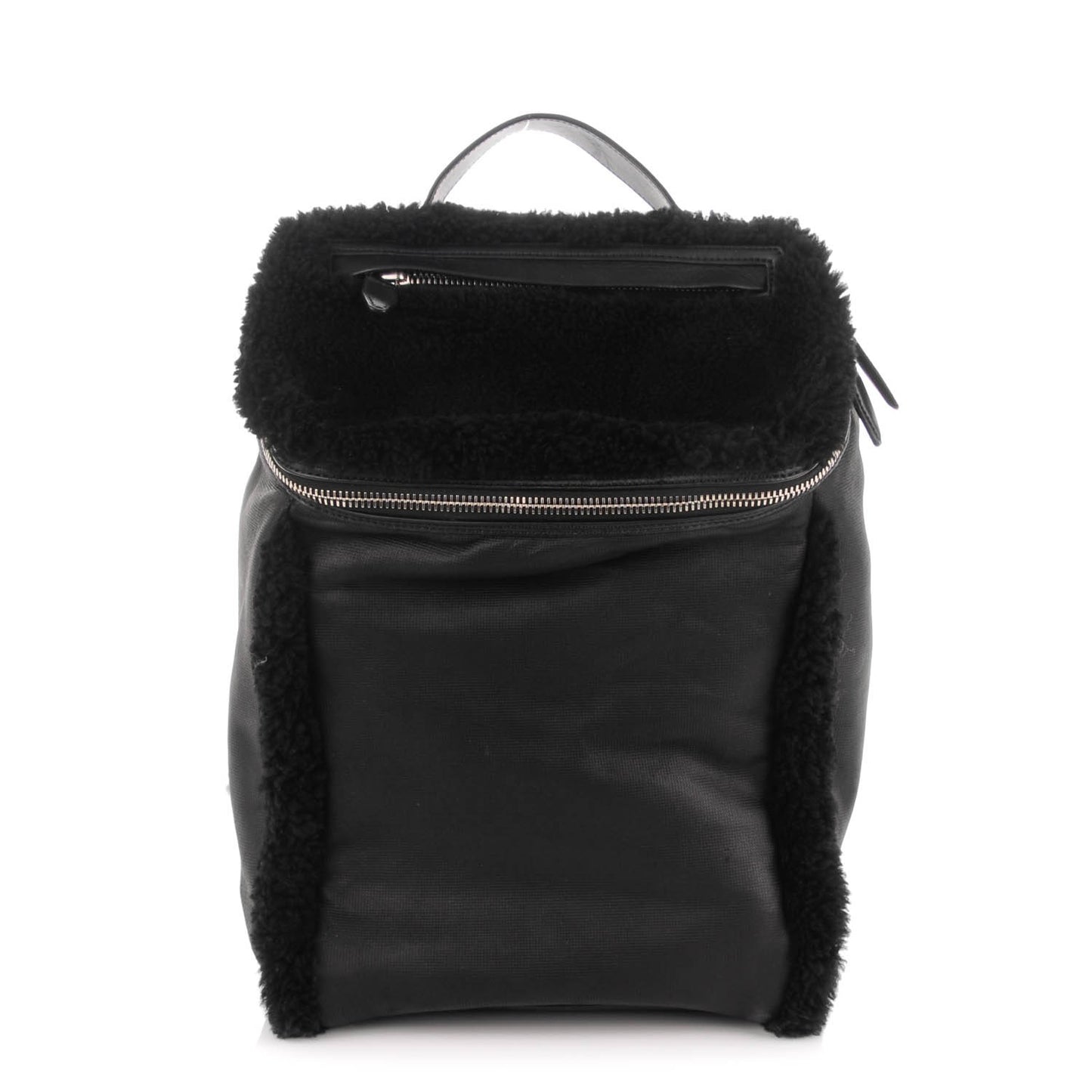 Shearling Rubberized Lambskin Inside Out Backpack Black