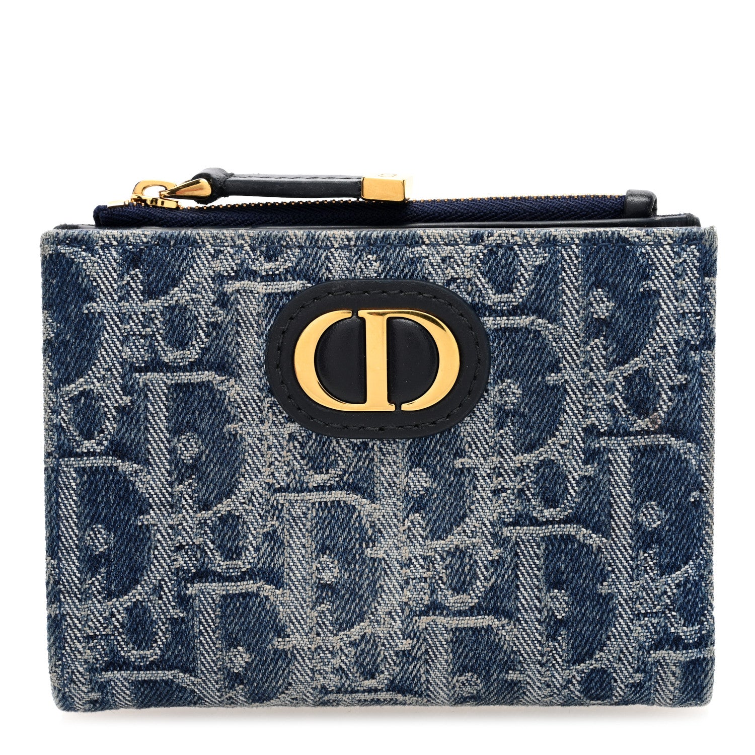 Christian Dior Denim Oblique 30 Montaigne Dahlia Wallet Blue 1 of 6