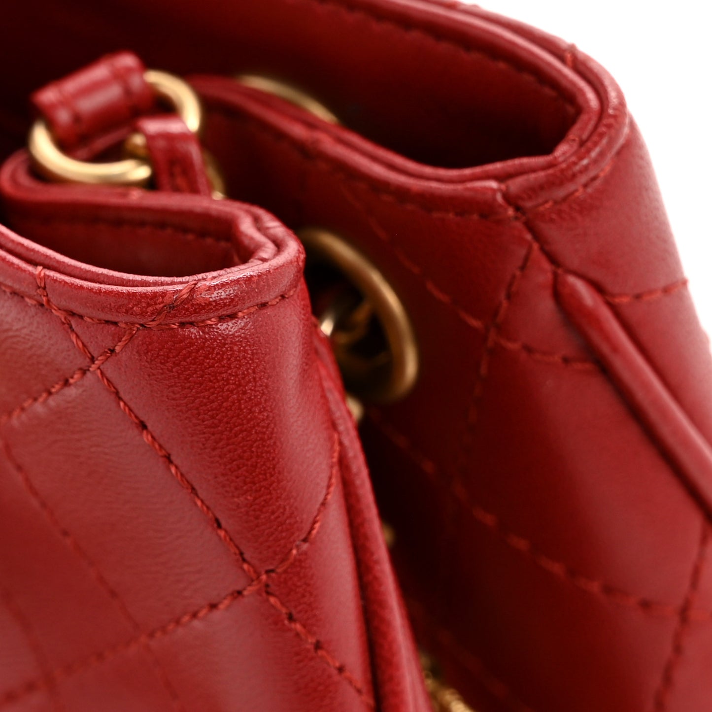 Calfskin Stitched Small Egyptian Amulet Drawstring Bag Red